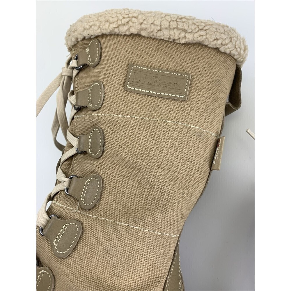 BOGO LL Bean Rangeley Insulated Pac Boots Tan Canvas Lace Up Waterproof 502965 6 - Picture 9 of 13